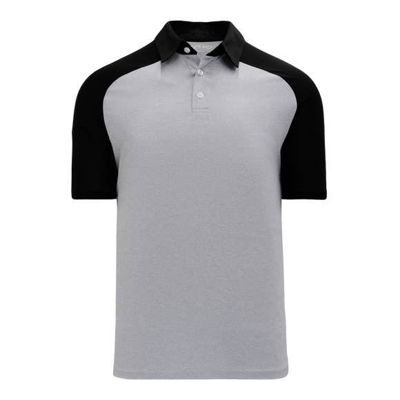 Athletic Knit (AK) A1815Y-920 Youth Heather Grey/Black Short Sleeve Polo Shirt