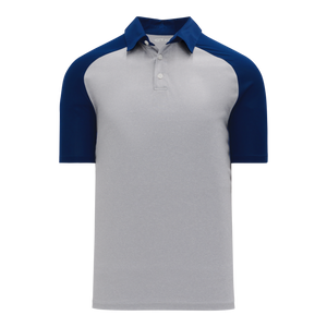 Athletic Knit (AK) A1815A-921 Adult Heather Grey/Navy Short Sleeve Polo Shirt