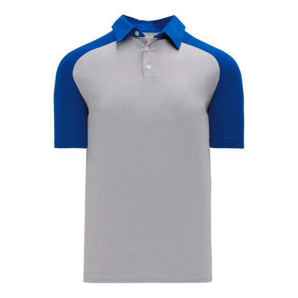 Athletic Knit (AK) A1815A-922 Adult Heather Grey/Royal Blue Short Sleeve Polo Shirt
