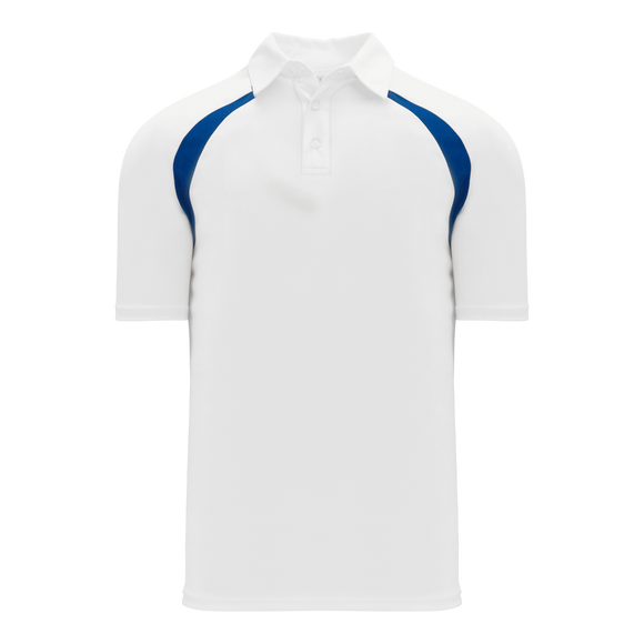 Athletic Knit (AK) A1820A-207 Adult White/Royal Blue Short Sleeve Polo Shirt