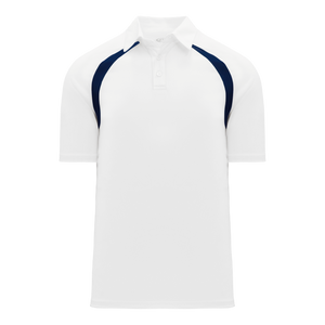 Athletic Knit (AK) A1820A-217 Adult White/Navy Short Sleeve Polo Shirt