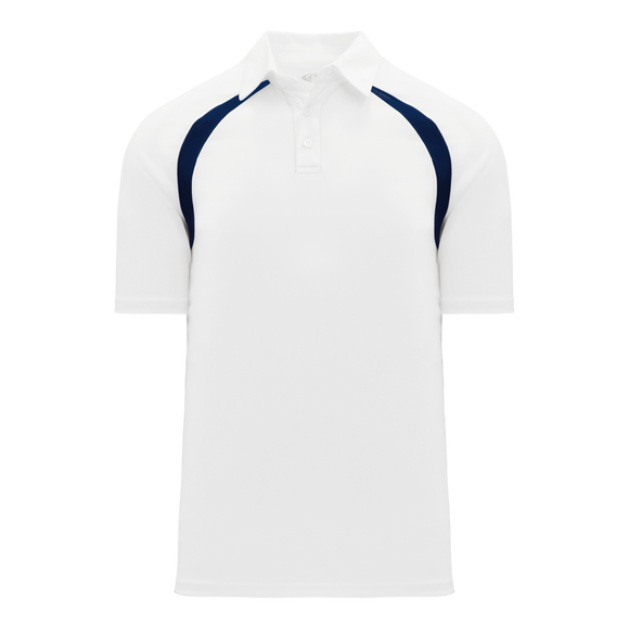 Athletic Knit (AK) A1820A-217 Adult White/Navy Short Sleeve Polo Shirt