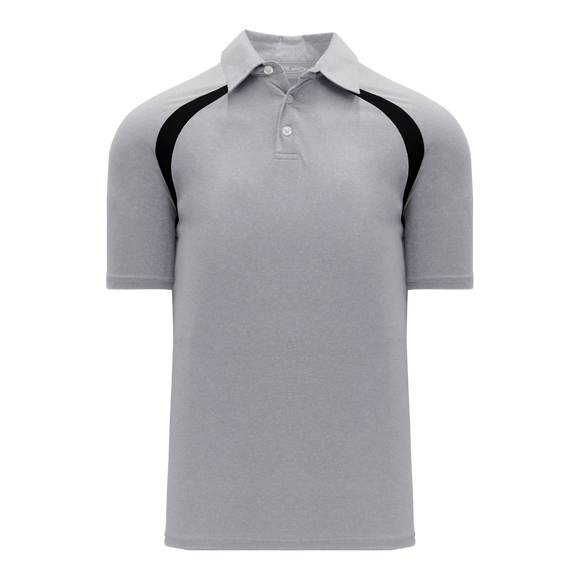 Athletic Knit (AK) A1820A-920 Adult Heather Grey/Black Short Sleeve Polo Shirt