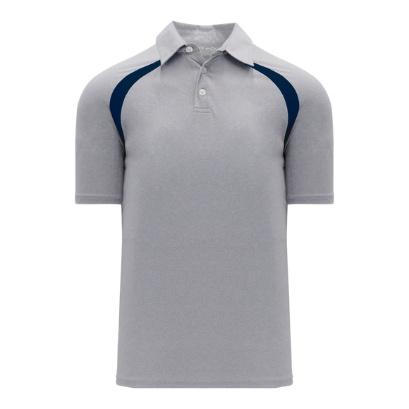 Athletic Knit (AK) A1820A-921 Adult Heather Grey/Navy Short Sleeve Polo Shirt