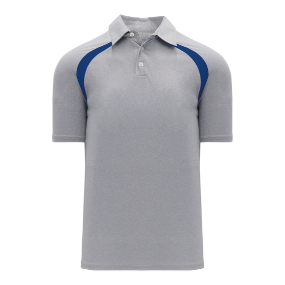 Athletic Knit (AK) A1820A-922 Adult Heather Grey/Royal Blue Short Sleeve Polo Shirt