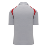 Athletic Knit (AK) A1820A-923 Adult Heather Grey/Red Short Sleeve Polo Shirt