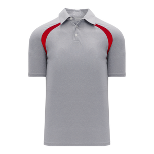 Athletic Knit (AK) A1820Y-923 Youth Heather Grey/Red Short Sleeve Polo Shirt