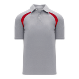 Athletic Knit (AK) A1820Y-923 Youth Heather Grey/Red Short Sleeve Polo Shirt