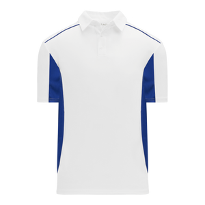 Athletic Knit (AK) A1825A-207 Adult White/Royal Blue Short Sleeve Polo Shirt