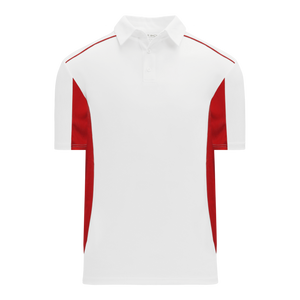 Athletic Knit (AK) A1825A-209 Adult White/Red Short Sleeve Polo Shirt