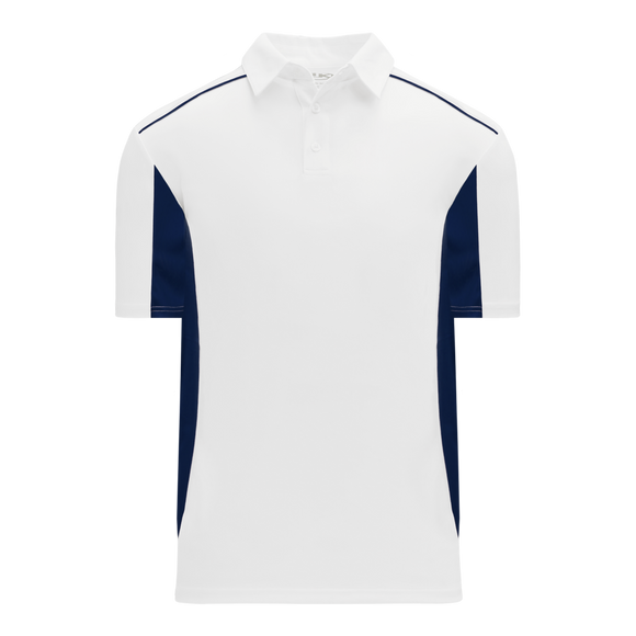 Athletic Knit (AK) A1825A-217 Adult White/Navy Short Sleeve Polo Shirt