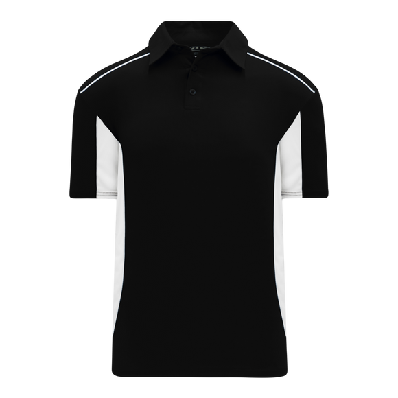 Athletic Knit (AK) A1825A-221 Adult Black/White Short Sleeve Polo Shirt