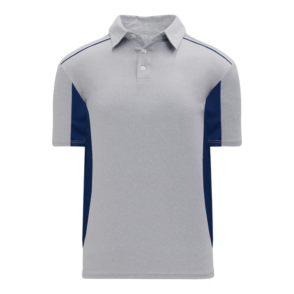 Athletic Knit (AK) A1825Y-921 Youth Heather Grey/Navy Short Sleeve Polo Shirt