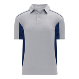 Athletic Knit (AK) A1825A-921 Adult Heather Grey/Navy Short Sleeve Polo Shirt