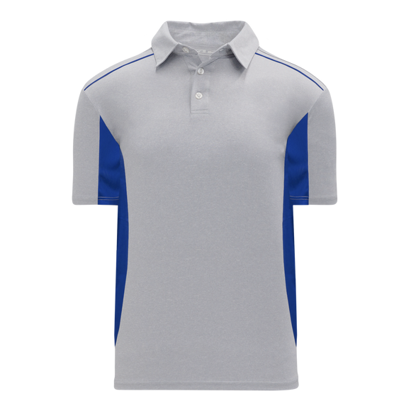 Athletic Knit (AK) A1825Y-922 Youth Heather Grey/Royal Blue Short Sleeve Polo Shirt