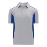 Athletic Knit (AK) A1825A-922 Adult Heather Grey/Royal Blue Short Sleeve Polo Shirt