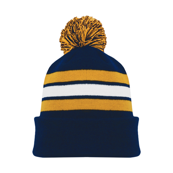 Athletic Knit (AK) A1830Y-460 Youth Navy/Gold/White Hockey Toque/Beanie