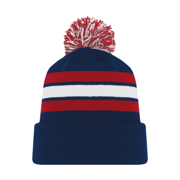 Athletic Knit (AK) A1830A-764 Adult Navy/Red/White Hockey Toque/Beanie