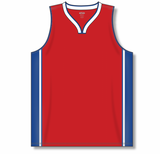 Athletic Knit (AK) B1715A-344 Adult Detroit Pistons Red Pro Basketball Jersey