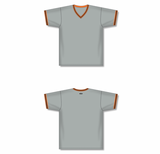Athletic Knit (AK) BA1333A-111 Adult Grey/Orange/Black Pullover Baseball Jersey