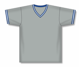 Athletic Knit (AK) BA1333A-450 Adult Grey/Royal Blue/White Pullover Baseball Jersey