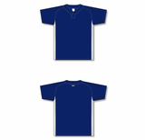 Athletic Knit (AK) BA1343A-216 Adult Navy/White One-Button Baseball Jersey