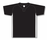 Athletic Knit (AK) BA1343A-221 Adult Black/White One-Button Baseball Jersey