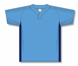 Athletic Knit (AK) BA1343A-229 Adult Sky Blue/Navy One-Button Baseball Jersey