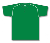 Athletic Knit (AK) BA1344Y-210 Youth Kelly Green/White Two-Button Baseball Jersey