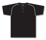 Athletic Knit (AK) BA1344A-221 Adult Black/White Two-Button Baseball Jersey