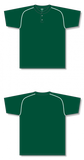Athletic Knit (AK) BA1344A-260 Adult Dark Green/White Two-Button Baseball Jersey