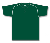 Athletic Knit (AK) BA1344A-260 Adult Dark Green/White Two-Button Baseball Jersey