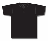 Athletic Knit (AK) BA1347A-001 Adult Black Two-Button Baseball Jersey