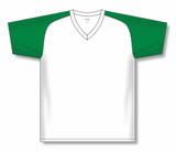 Athletic Knit (AK) BA1375L-211 Ladies White/Kelly Green Pullover Baseball Jersey