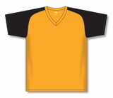 Athletic Knit (AK) BA1375L-213 Ladies Gold/Black Pullover Baseball Jersey