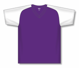 Athletic Knit (AK) BA1375M-220 Mens Purple/White Pullover Baseball Jersey