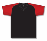 Athletic Knit (AK) BA1375L-249 Ladies Black/Red Pullover Baseball Jersey