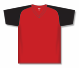 Athletic Knit (AK) BA1375M-264 Mens Red/Black Pullover Baseball Jersey