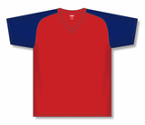 Athletic Knit (AK) BA1375M-268 Mens Red/Navy Pullover Baseball Jersey
