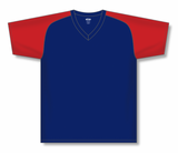 Athletic Knit (AK) BA1375M-285 Mens Navy/Red Pullover Baseball Jersey