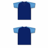 Athletic Knit (AK) BA1375L-287 Ladies Navy/Sky Blue Pullover Baseball Jersey