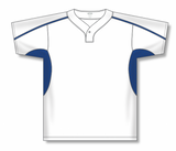 Athletic Knit (AK) BA1745A-207 Adult White/Royal Blue One-Button Baseball Jersey
