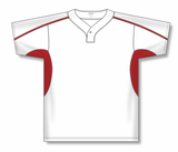 Athletic Knit (AK) BA1745Y-209 Youth White/Red One-Button Baseball Jersey