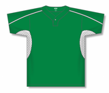 Athletic Knit (AK) BA1745A-210 Adult Kelly Green/White One-Button Baseball Jersey