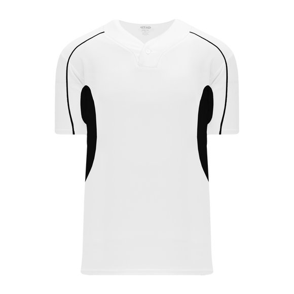 Athletic Knit (AK) BA1745A-222 Adult White/Black One-Button Baseball Jersey