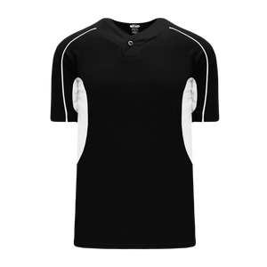 Athletic Knit (AK) BA1745A-221 Adult Black/White One-Button Baseball Jersey