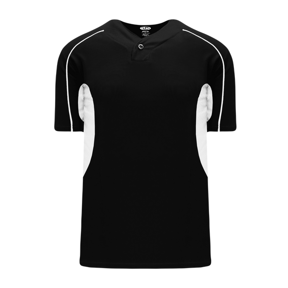 Athletic Knit (AK) BA1745A-221 Adult Black/White One-Button Baseball Jersey
