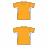 Athletic Knit (AK) BA1745A-236 Adult Gold/White One-Button Baseball Jersey