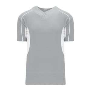 Athletic Knit (AK) BA1745A-245 Adult Grey/White One-Button Baseball Jersey
