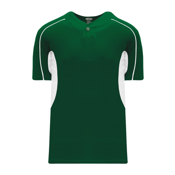 Athletic Knit (AK) BA1745A-260 Adult Dark Green/White One-Button Baseball Jersey